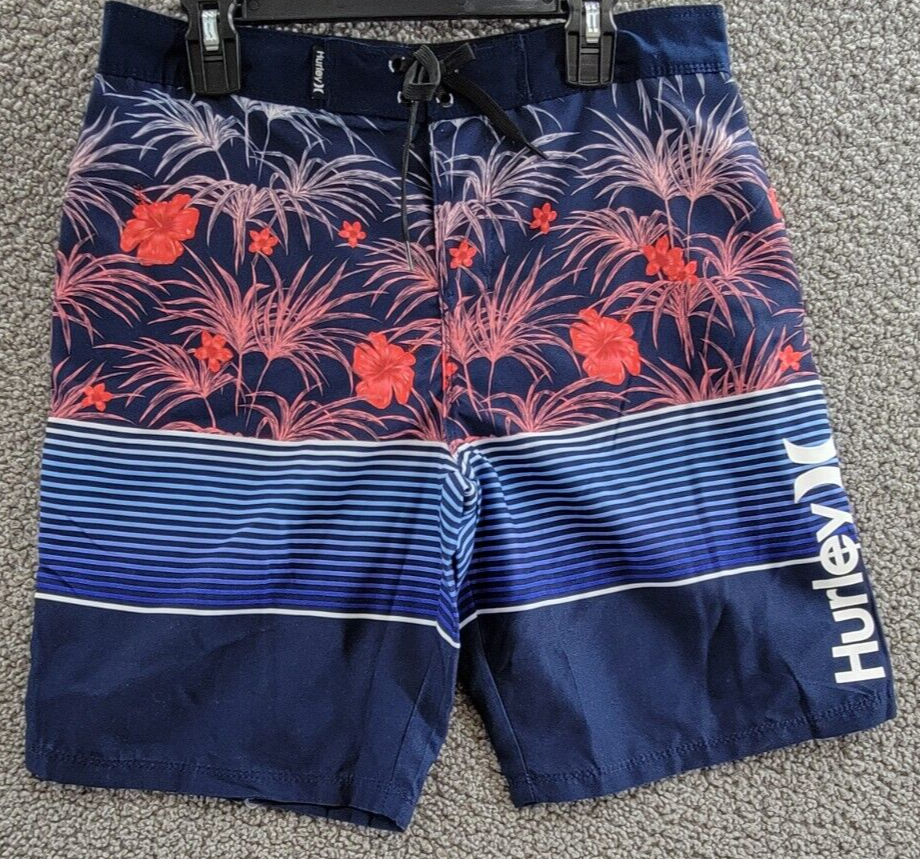 Hurley Floral Printed Drawcord Board Shorts Boys 14/27 Midnight