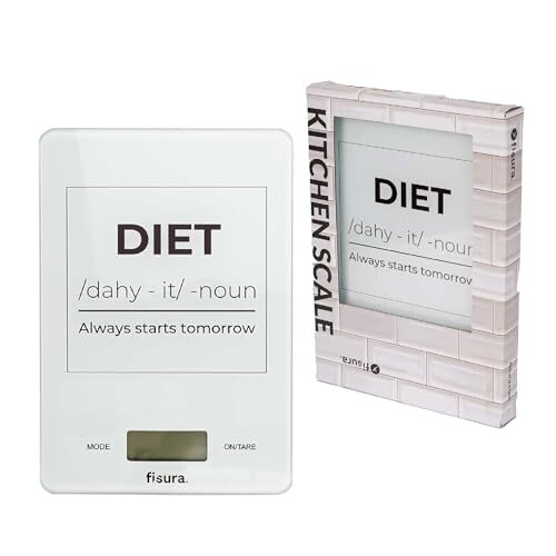 Fisura - Bilancia da cucina digitale "diet" bianca. Bilancia elettronica (o1i)
