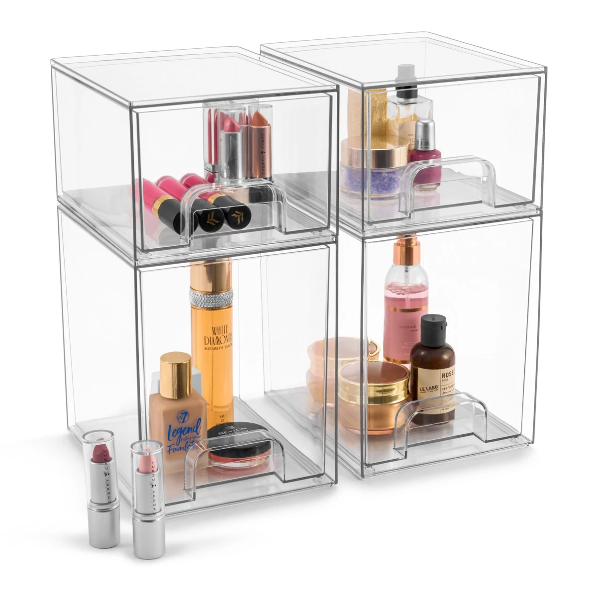 Osco Clear Acrylic 5-Drawer Storage Chest with Non-Slip Feet, Transparent Desk Storage Unit for