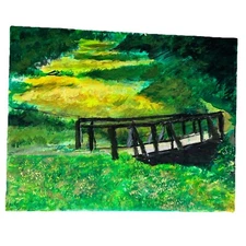 Large Abstract Landscape Painting on Canvas Signed