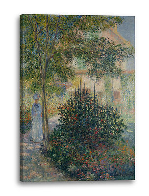 Lein-Wand-Bild Kunstdruck: Claude Monet - Camille Monet im Garten in Argenteuil