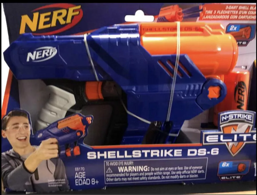 Pistolet Nerf Elite Shellstrike DS-6 + Fléchettes Nerf Elite