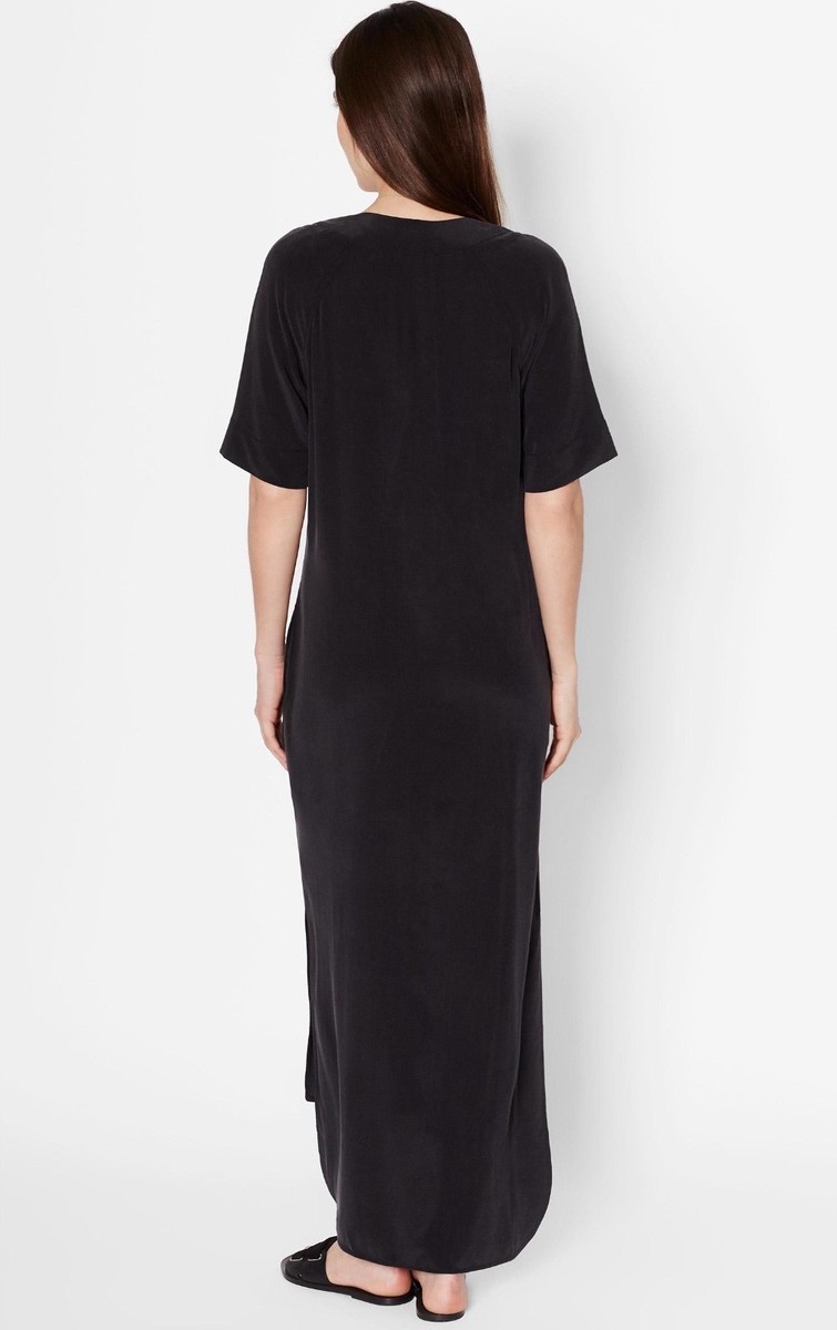 equipment black silk dress Equipment Brixley Belted Sleeveless Midi Dress - True Black