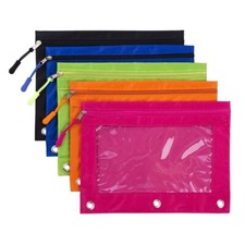 5 Pack Multicolor Pencil Binder Pouch for 3 Ring Binder w/ Zipper