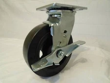 6" x 2" Swivel Caster Rubber Wheel on Steel Hub w/ Brake 550lb ea Tool Box