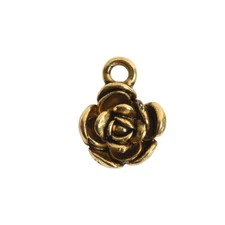 Antique Gold Mini Flower Petal Charm, Nunn Design, Floral Botanical Jewelry