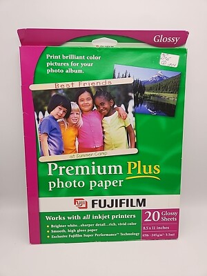 20 Fuji Film Premium Plus Photo Paper ~ 8.5 x 11 - Glossy White - 65 lb  9.5mil