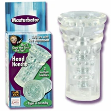 Sue Johansons Head Honcho Clear Stroker male masturbator See Thru Sex Toy