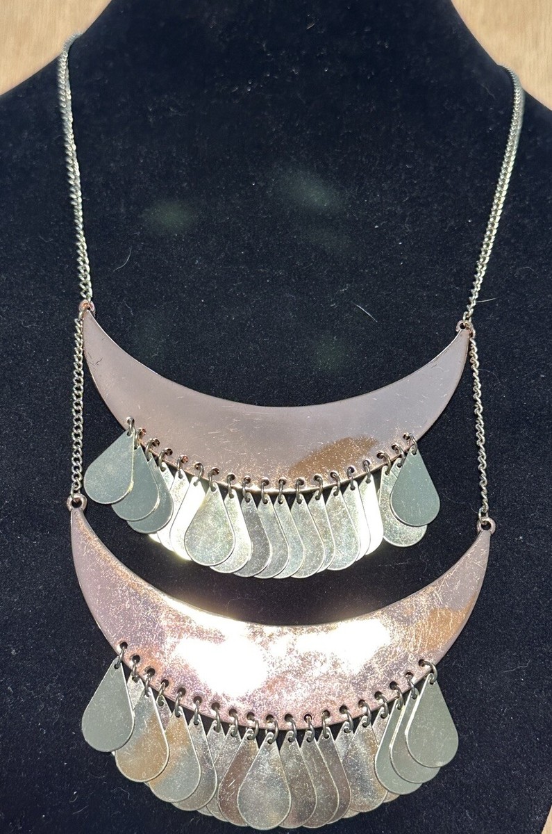 Aldo copper Color gold Teardrop Tassle Statement Necklace Moon