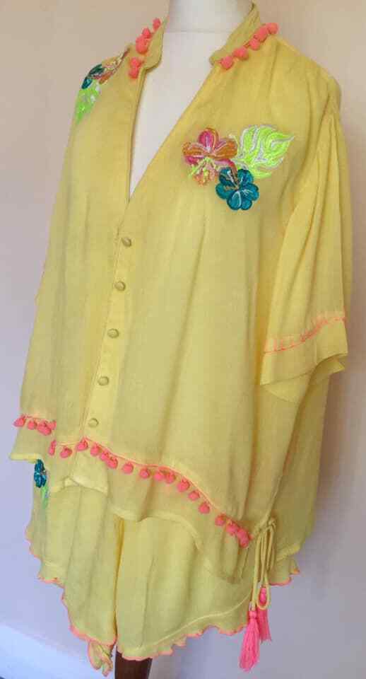 NEW Ltd Edtn RIVER ISLAND Embroidered NIGHTWEAR TOP&SHORT SET COMPLETELY SOLDOUT