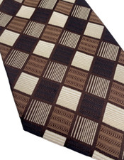 Stafford Tie NEW Silk Brown Plaid Check Textured Woven 4" Disco Vintage Style