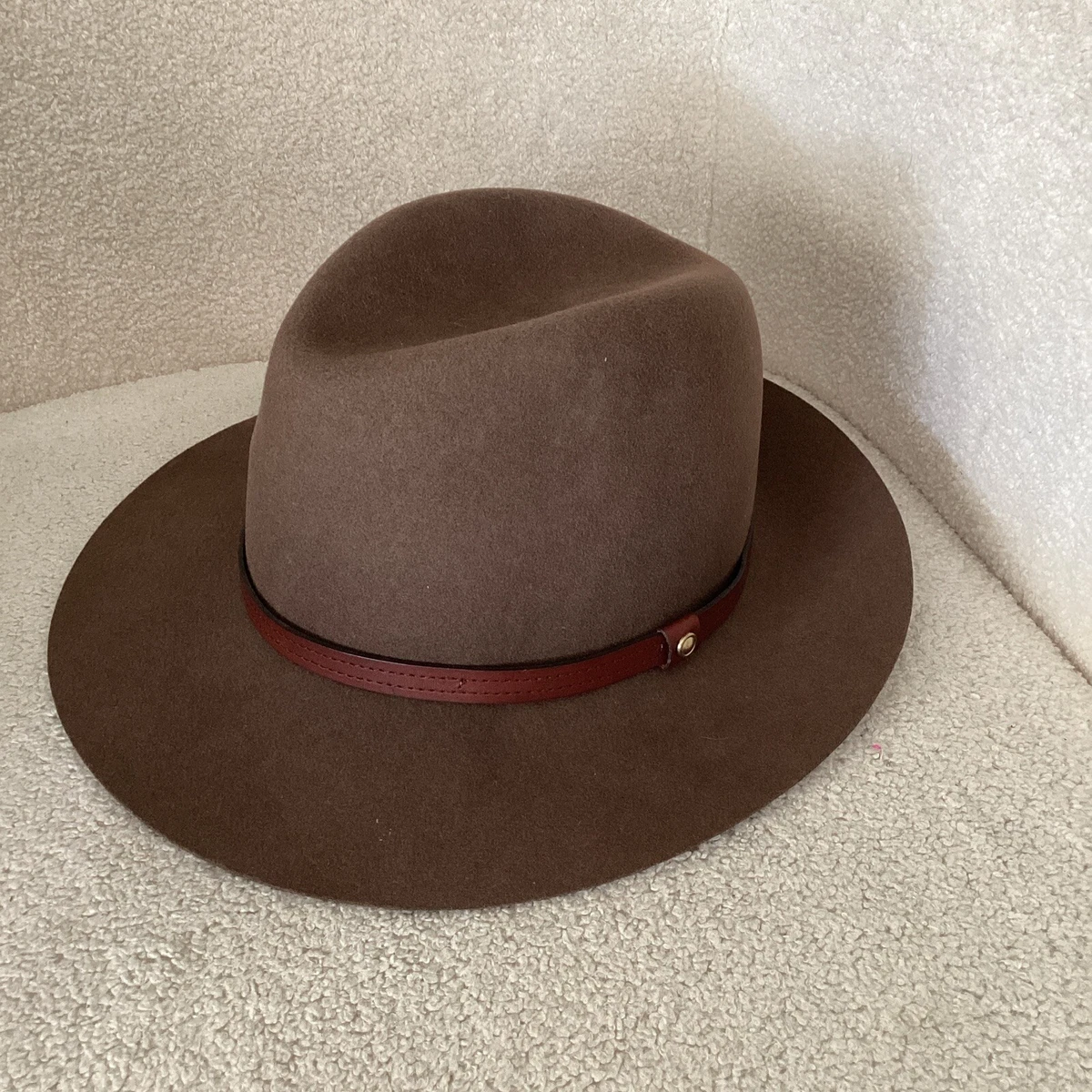 RAG & BONE Womens Wool Felt Floppy Brim Fedora Hat Pecan 