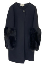 Emilio Pucci Black Wool Coat With Fur Cuffs It 38
