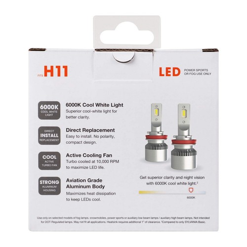 Sylvania H11 LED Powersport Headlight Bulbs for Off-Road Use / Fog Lights - 2 PC - Picture 2 of 9