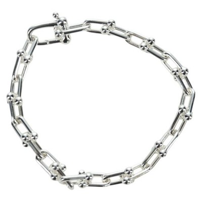 TIFFANY&Co. Hardware Small Link Bracelet Ag925 Silver Auth