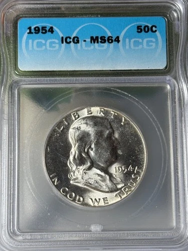 Photo of a 1954-P Franklin Half Dollar from an eBay listing that sold on Jul 19, 2026