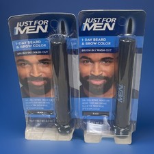 Just For Men 1 Day Beard Brow Color Black 2 Packs 9 mL Each Sealed