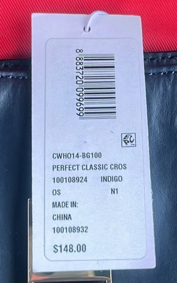 Bolsa tiracolo C Wonder; exterior de couro índigo, interior de algodão vermelho; 7,5x7 polegadas - Imagem 2 de 4