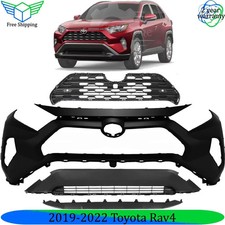 Front Bumper Cover Fascia & Grille Assembly Kit For 2019-2022 Toyota Rav4