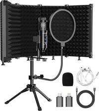 Upgraded Studio Recording Microphone with Isolation Shield  Pop Filter - Music