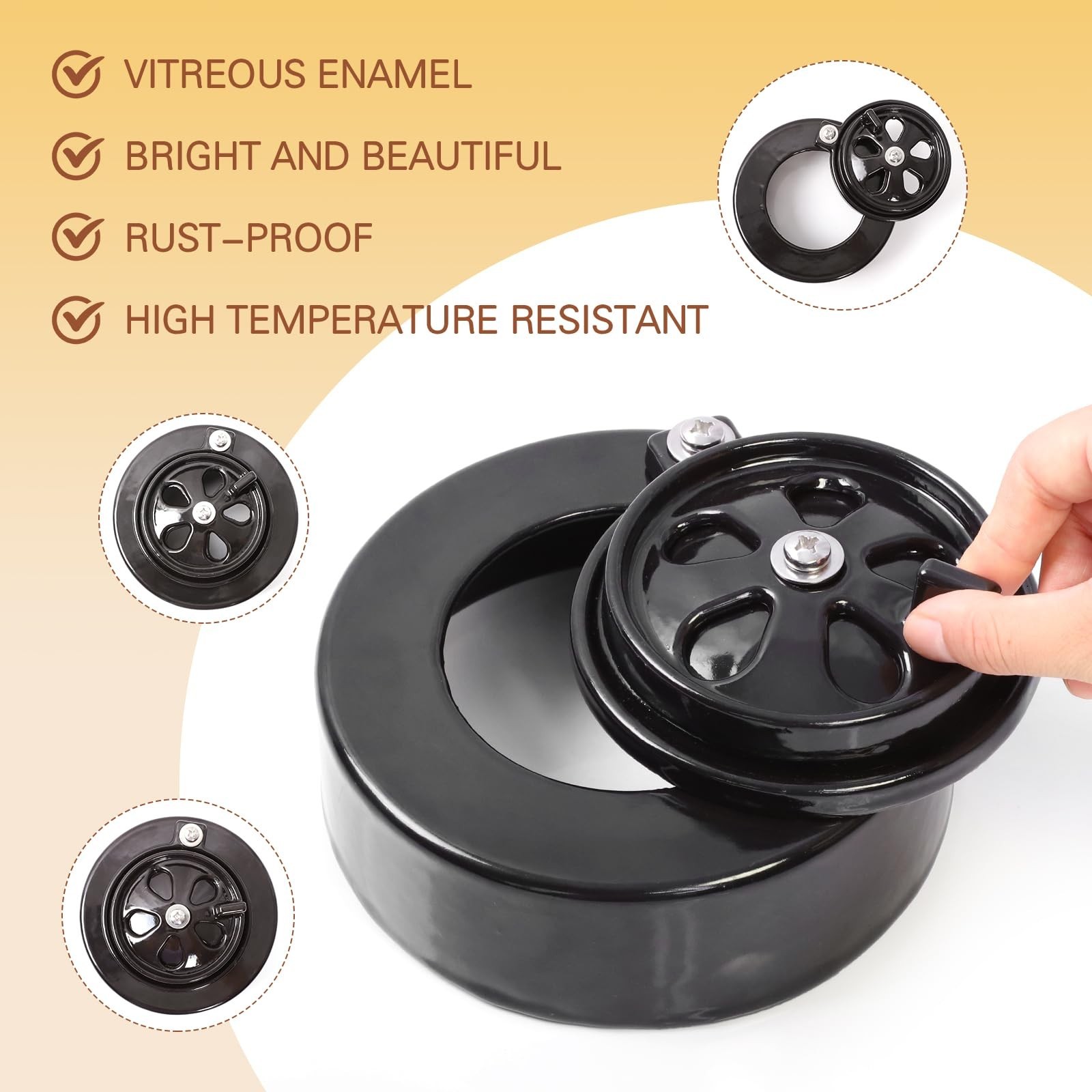 VANKEY Ceramic Vented Chimney Cap for Kamado Joe, Dual Function Metal Top, Da...