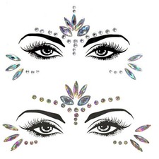 Mermaid Face Gems Stick Jewels for Women Cosplay 2 Count Pack of 1 , White