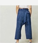 Free People Harem Pants XS Blue Stripe Paperbag Waist Drop Crotch Boho Cotton — photo 2
