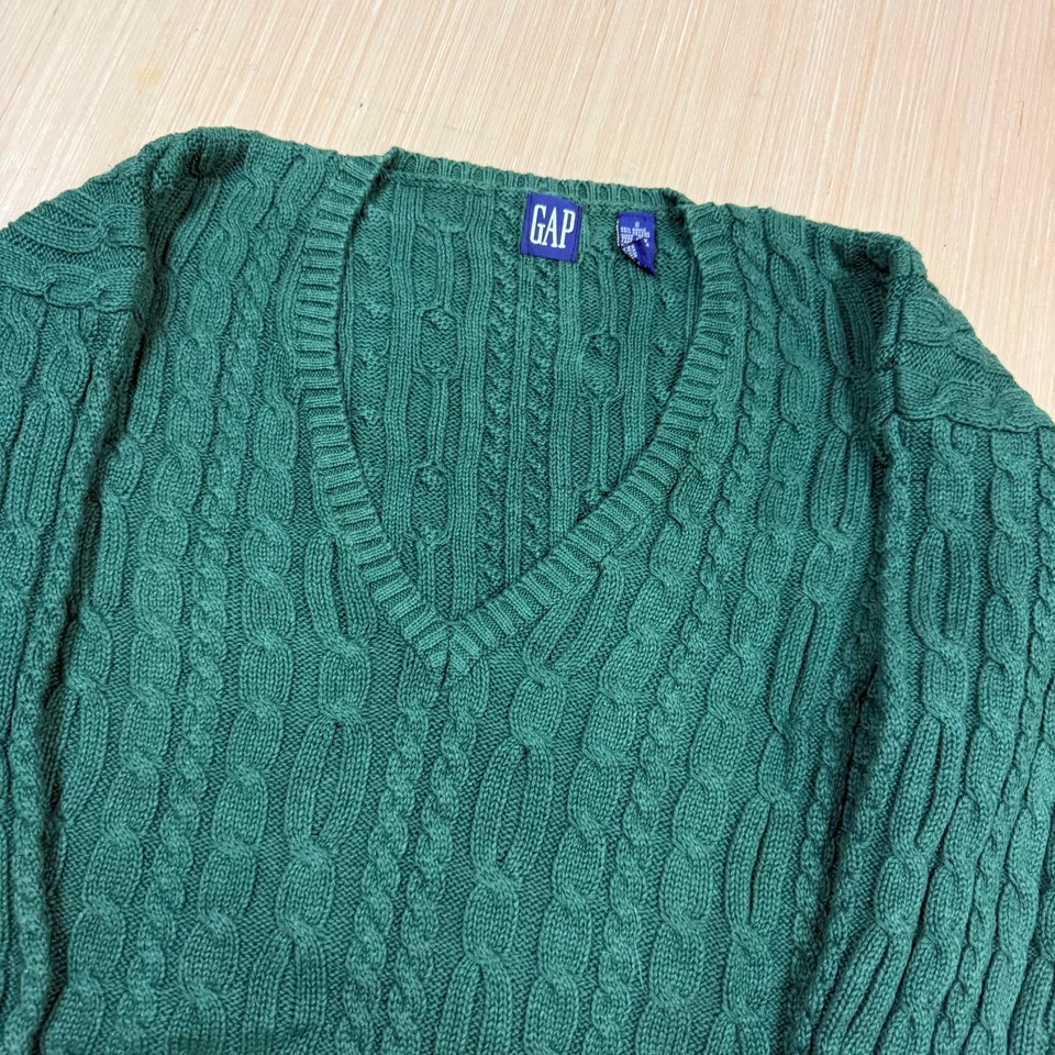 90 年代 Gap 复古电缆针织毛衣小号女式超大电缆针织宽松 — 第 2/4 张图片
