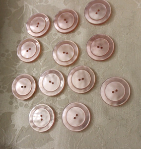 Vintage Set of 12 Shiny Large Light Pink Plastic Buttons- 1  1/8 inch