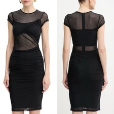 NWT Guess Black LBD Gracey Mesh Dress w/ Sheer Panels - MED