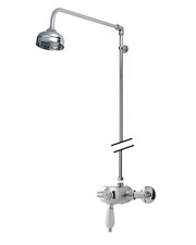 Traditional Exposed Manual Valve & Rigid Riser Shower Set - Chrome/White - Balte