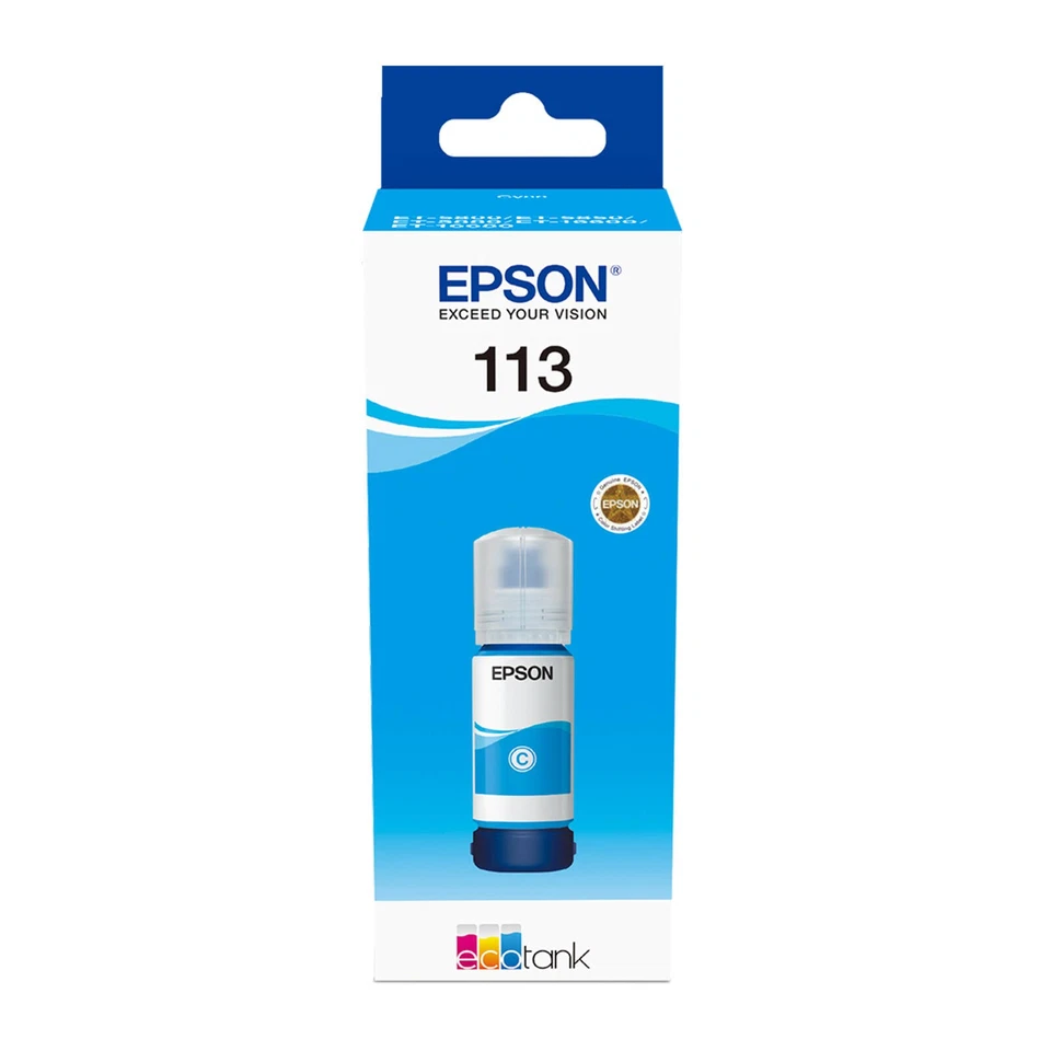 Original Epson 113 Cyan Ink Bottle (C13T06B240) - Image 1 of 4