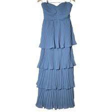 Lulus Seriously Sensational Light Blue Strapless Tiered Maxi Dress M NEW