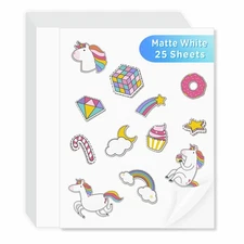 Sticker Paper For Inkjet Printer 25 Sheets Vinyl Sticker Paper Matte Waterproof