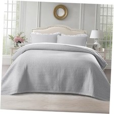 Quilt Set 90"x90"   Soft Washed 3-Layer Lightweight Bedspread, Queen Gull