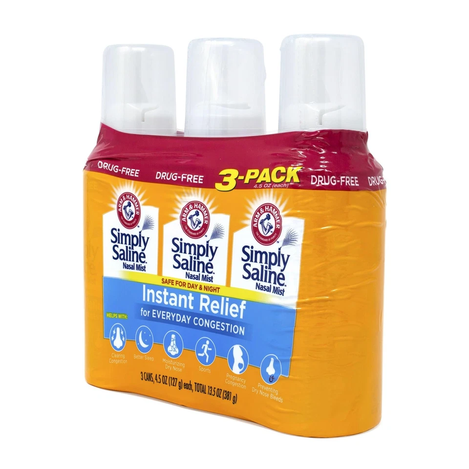 Arm & Hammer Simply Saline Nasal Relief Mist Spray- Giant Size - 4.5 Ounce (Pack - Image 3 of 4