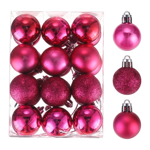 "24 StüCke Weihnachtskugel Ornamente Christbaumschmuck Tiefrot 1,6 \"/4CM"-image