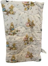 Vintage 1970  s Schoolbook Bunny Pattern Crib Blanket With Talon Zipper EUC