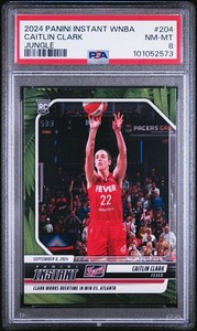 PSA 8 Caitlin Clark 2024 Panini Instant #204 Jungle SP The #1 of 25 Rookie Card