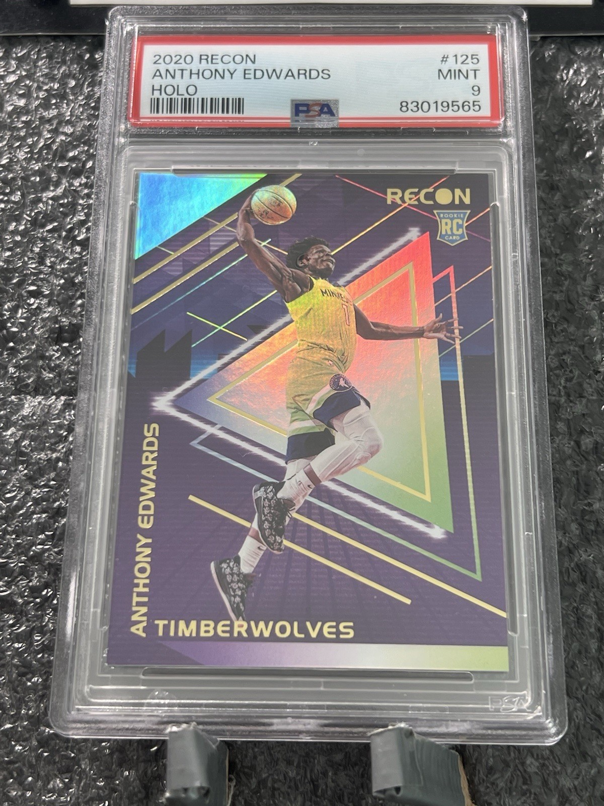 2020-21 Recon Anthony Edwards PSA 9 HOLO SP #125 RC Rookie Panini Rare silver view 2