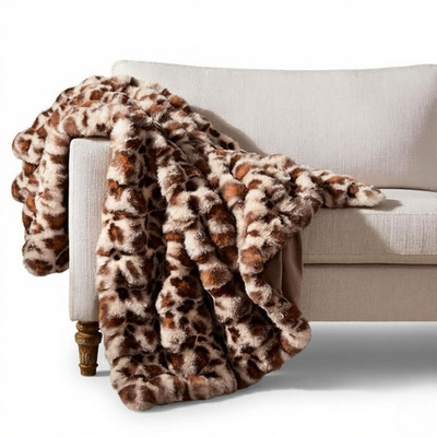 Cheetah Leopard Print Bubble Throw Blanket Luxury Faux Rabbit Fur 60x80