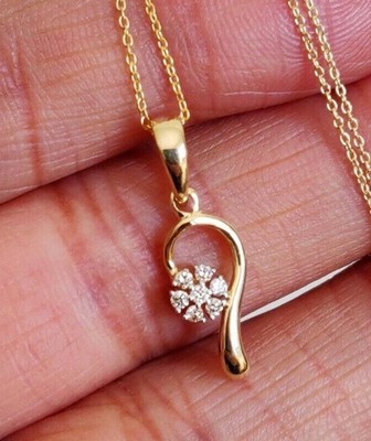 1Ct Round Cut Simulated Diamond Flower Shape Pendant In 14K Yellow Gold Plated