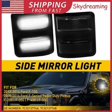 Smoke Side Mirror White LED Signal Light For Ford 2008-2016 F250 F350 Super Duty