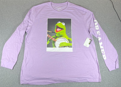 Disney Muppets Kermit The Frog T Shirt Mens Unisex 2XL Banjo DREAMER Long Sleeve