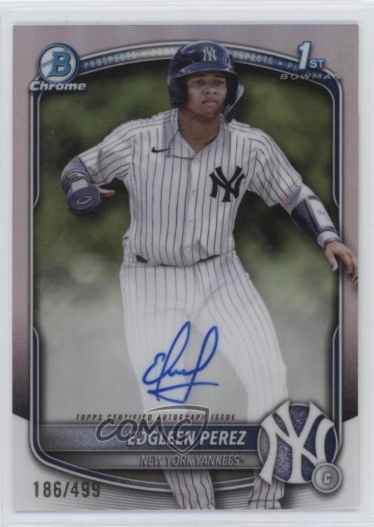 2025 Bowman Chrome Prospect Refractor 186/499 Edgleen Perez #CPA-EPZ Auto 0xh3
