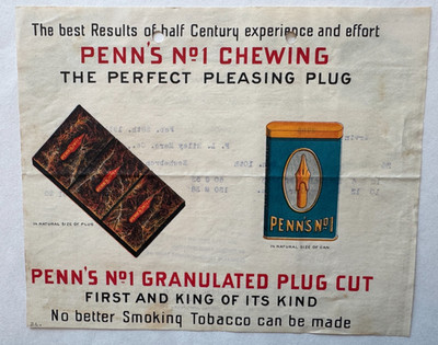 1911 Billhead Reidsville North Carolina FR Penn Tobacco Co color vignettes back