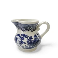 Churchill England Blue Willow Pattern Creamer Small Pitcher 3 1/2”
