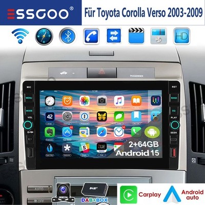 DAB+ Für Toyota Corolla Verso 2003-2009 Android 15 Autoradio 64G Carplay GPS KAM