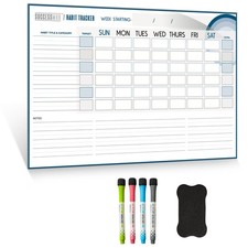 Habit Tracker Whiteboard for Refrigerator, Dry Erase Markers, Magnetic Attach...