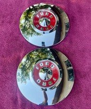 1955 1956 Ford Hubcaps Dog Dish Fairlane Crown Victoria Thunderbird Truck X2 Two